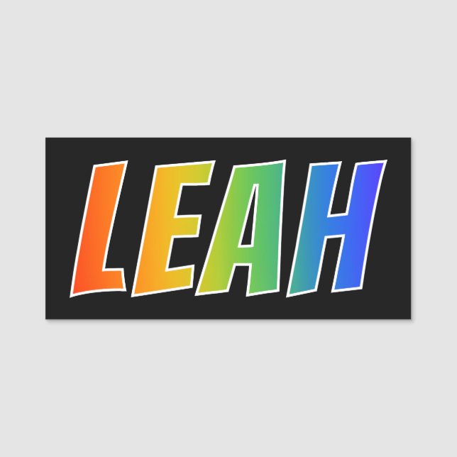 First Name "LEAH": Fun Rainbow Colouring Tag (Front)