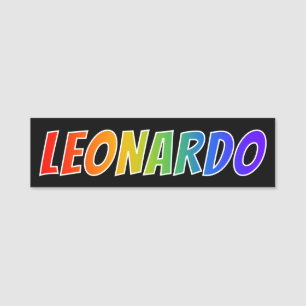 First Name "LEONARDO": Fun Rainbow Colouring Tag