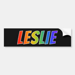 First Name "LESLIE": Fun Rainbow Colouring Bumper Sticker