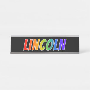 First Name "LINCOLN": Fun Rainbow Colouring Desk Name Plate