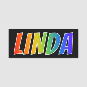 First Name "LINDA": Fun Rainbow Colouring Tag
