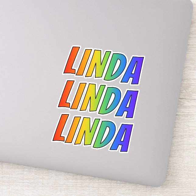 First Name "LINDA" w/ Fun Rainbow Colouring (Detail)
