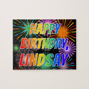 First Name "LINDSAY", Fun "HAPPY BIRTHDAY" Jigsaw Puzzle