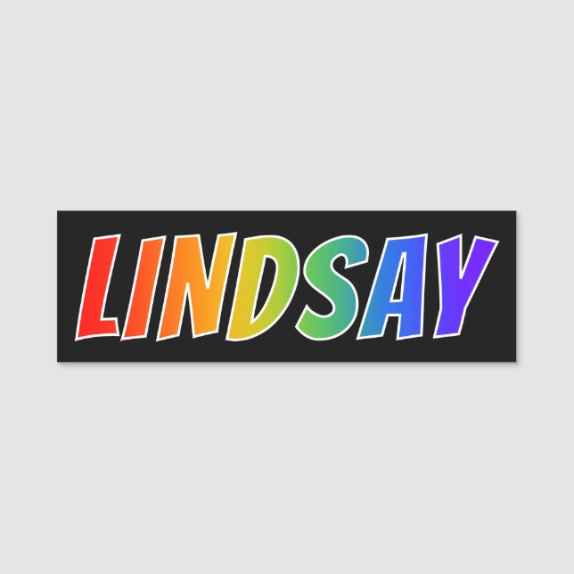 First Name "LINDSAY": Fun Rainbow Colouring Tag (Front)