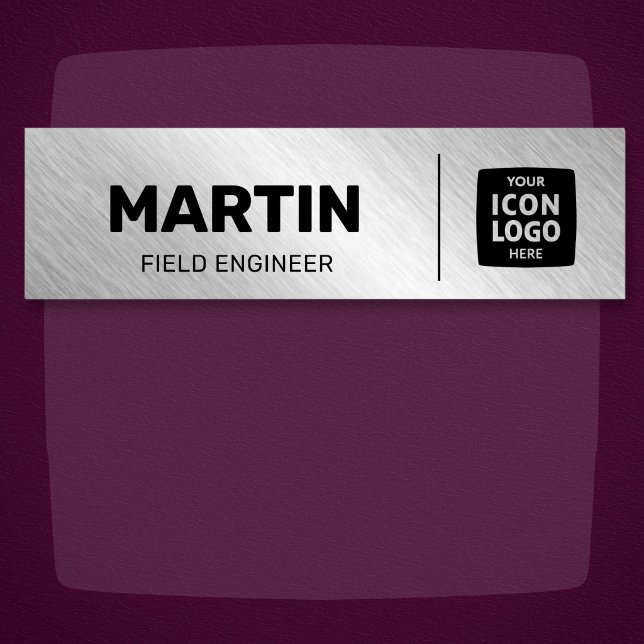 First Name Logo Brushed Silver Employee ID  Tag (Creator Uploaded)