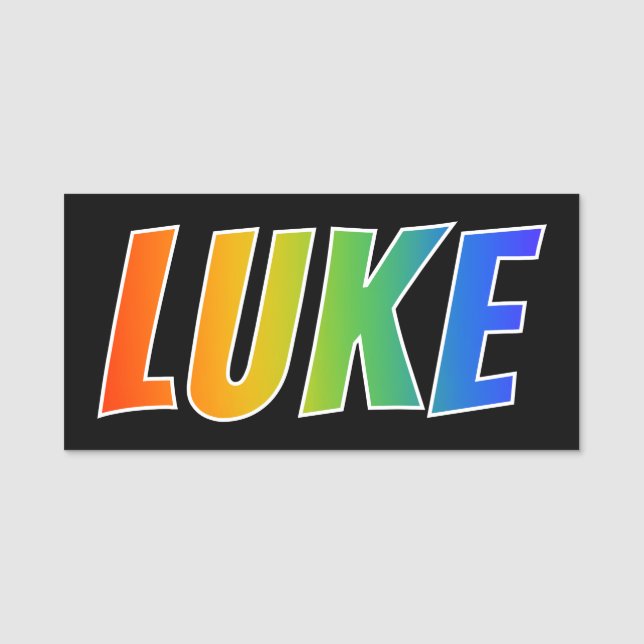 First Name "LUKE": Fun Rainbow Colouring Tag (Front)