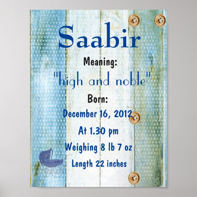 First Name meaning keepsake nursery Poster (Front)