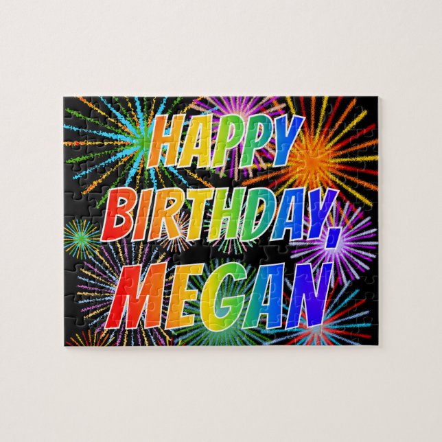 First Name "MEGAN", Fun "HAPPY BIRTHDAY" Jigsaw Puzzle (Horizontal)