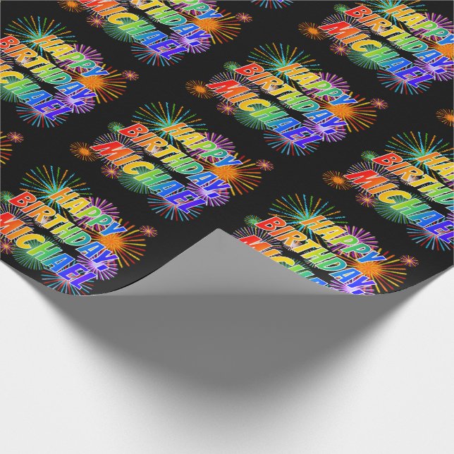 First Name "MICHAEL", Fun "HAPPY BIRTHDAY" Wrapping Paper (Corner)
