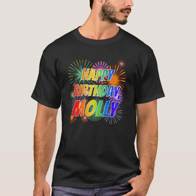 First Name "MOLLY", Fun "HAPPY BIRTHDAY" T-Shirt (Front)
