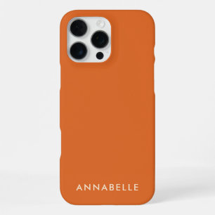 First Name Monogram Minimalist Monochrome Orange iPhone 16 Pro Max Case