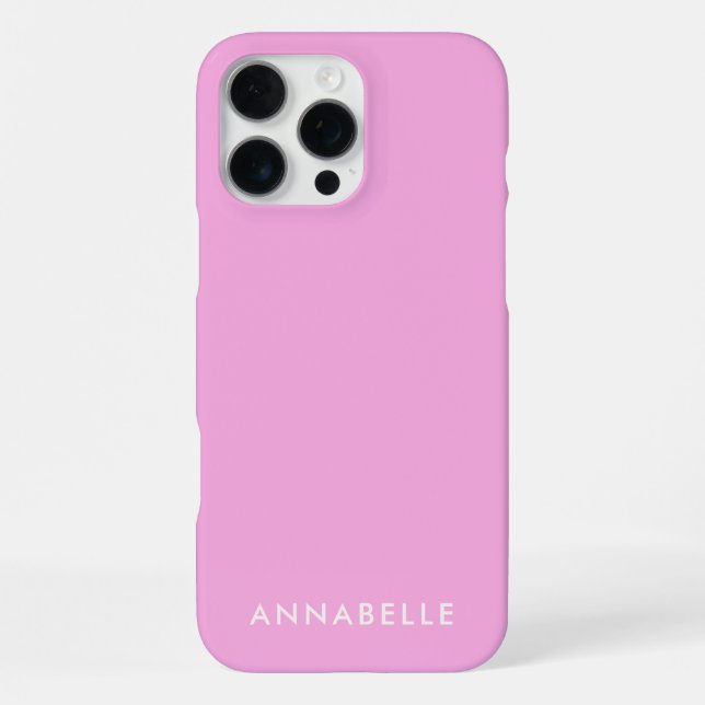 First Name Monogram Minimalist Single Color Pink iPhone Case (Back)