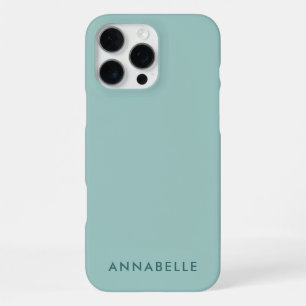 First Name Monogram Minimalist Single Colour Teal iPhone 16 Pro Max Case