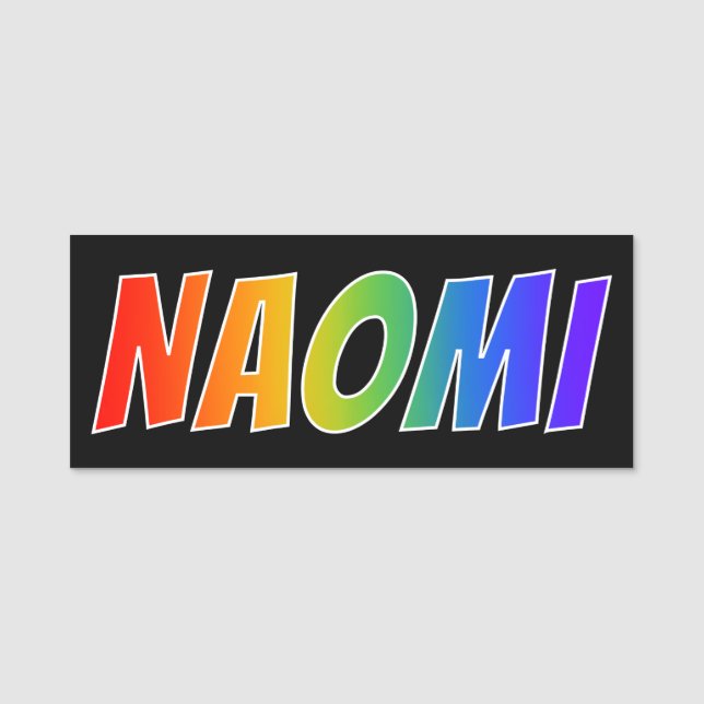 First Name "NAOMI": Fun Rainbow Colouring Tag (Front)