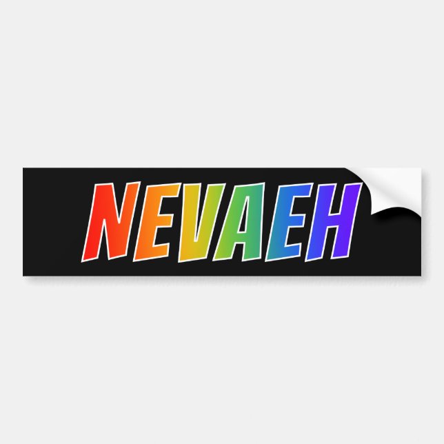 First Name "NEVAEH": Fun Rainbow Colouring Bumper Sticker (Front)
