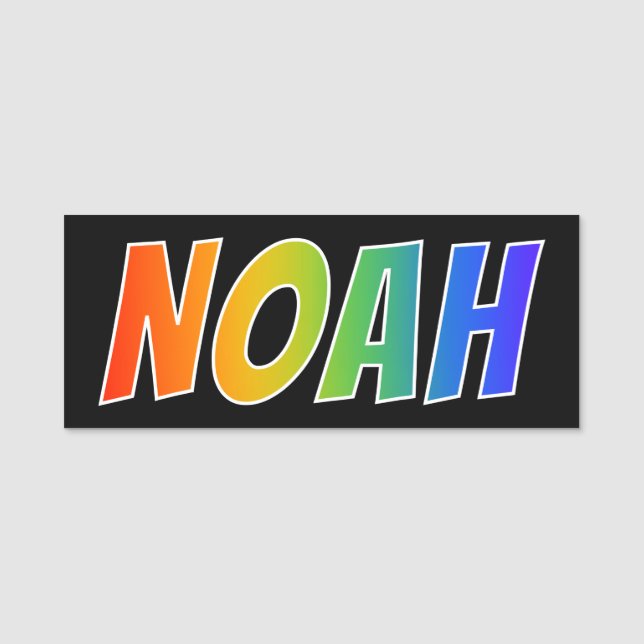 First Name "NOAH": Fun Rainbow Colouring Tag (Front)