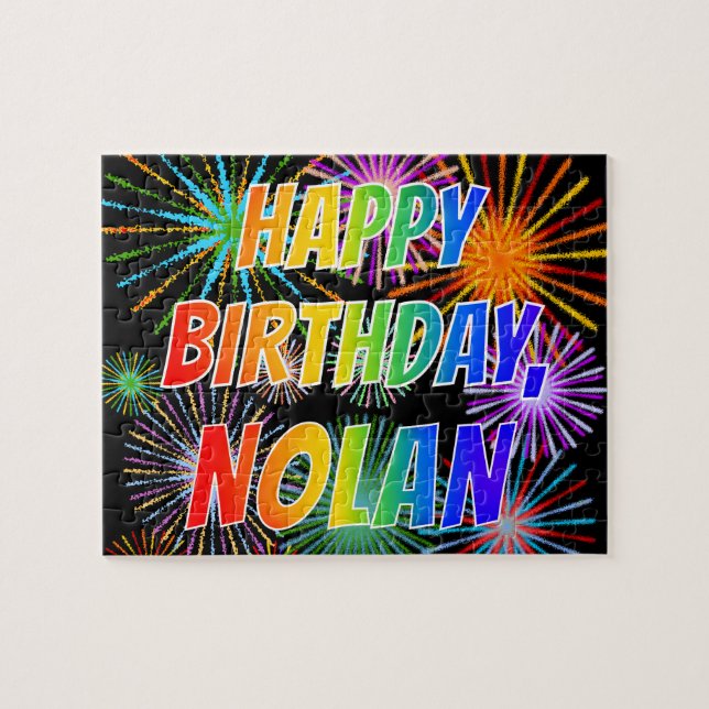 First Name "NOLAN", Fun "HAPPY BIRTHDAY" Jigsaw Puzzle (Horizontal)