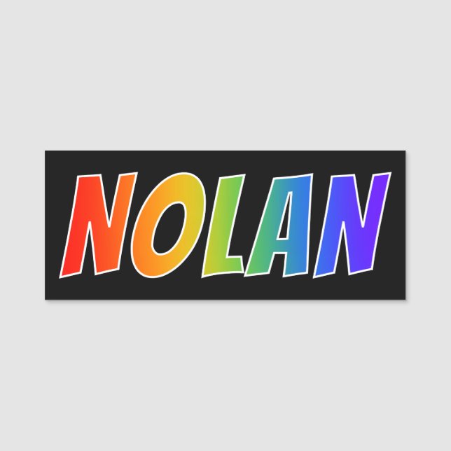 First Name "NOLAN": Fun Rainbow Colouring Name Tag (Front)