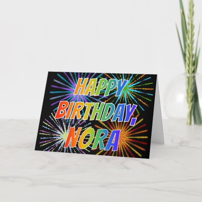 First Name "NORA" Fun "HAPPY BIRTHDAY" Card (Front)