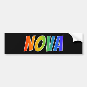 First Name "NOVA": Fun Rainbow Colouring Bumper Sticker