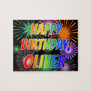 First Name "OLIVER", Fun "HAPPY BIRTHDAY" Jigsaw Puzzle