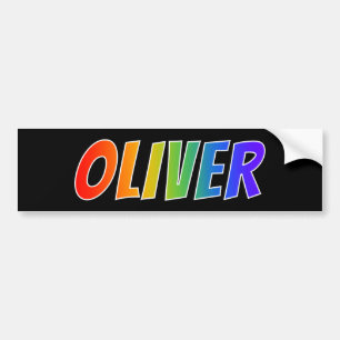 First Name "OLIVER": Fun Rainbow Colouring Bumper Sticker