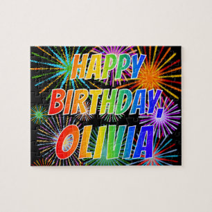 First Name "OLIVIA", Fun "HAPPY BIRTHDAY" Jigsaw Puzzle
