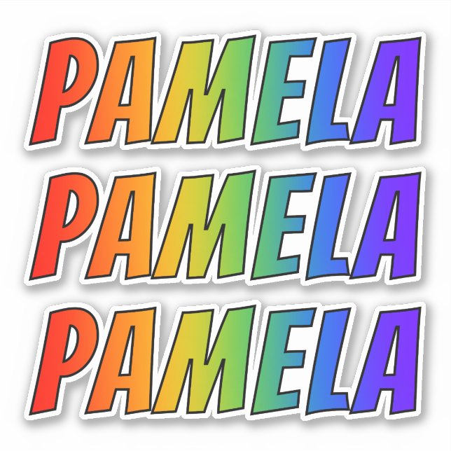 First Name "PAMELA" w/ Fun Rainbow Colouring (Front)