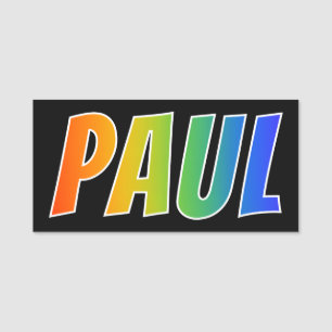 First Name "PAUL": Fun Rainbow Colouring Tag