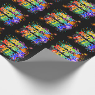 First Name "PETER", Fun "HAPPY BIRTHDAY" Wrapping Paper