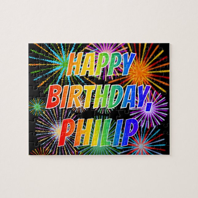 First Name "PHILIP", Fun "HAPPY BIRTHDAY" Jigsaw Puzzle (Horizontal)