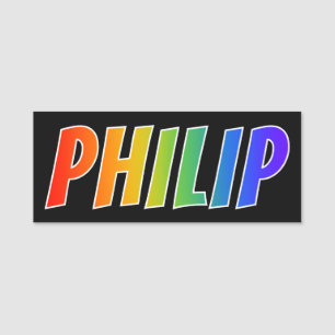 First Name "PHILIP": Fun Rainbow Colouring Tag