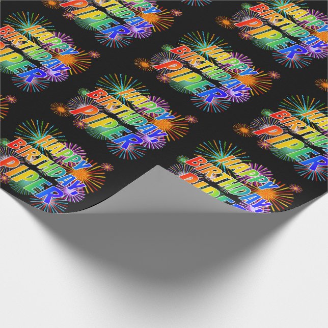 First Name "PIPER", Fun "HAPPY BIRTHDAY" Wrapping Paper (Corner)