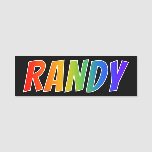 First Name "RANDY": Fun Rainbow Colouring Tag (Front)