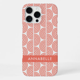 First Name Red Geometric Stripes Waves Pattern iPhone 16 Pro Max Case