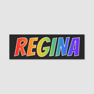 First Name "REGINA": Fun Rainbow Colouring Tag
