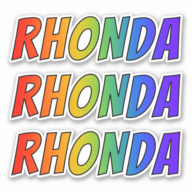 First Name "RHONDA" w/ Fun Rainbow Colouring (Front)