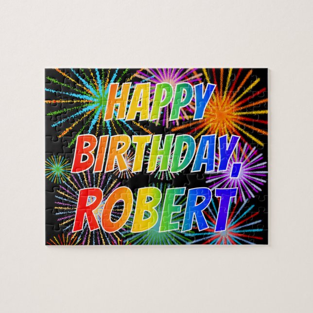 First Name "ROBERT", Fun "HAPPY BIRTHDAY" Jigsaw Puzzle (Horizontal)