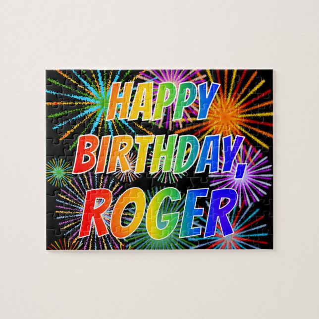 First Name "ROGER", Fun "HAPPY BIRTHDAY" Jigsaw Puzzle (Horizontal)