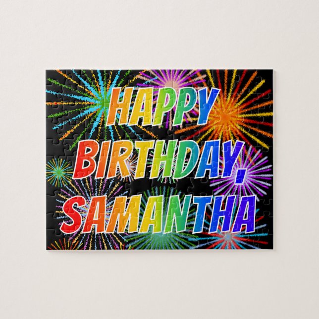 First Name "SAMANTHA", Fun "HAPPY BIRTHDAY" Jigsaw Puzzle (Horizontal)
