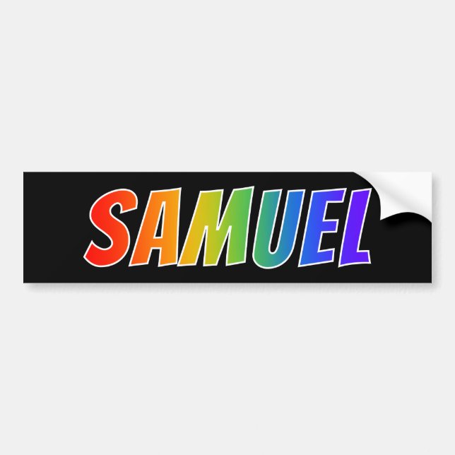First Name "SAMUEL": Fun Rainbow Colouring Bumper Sticker (Front)