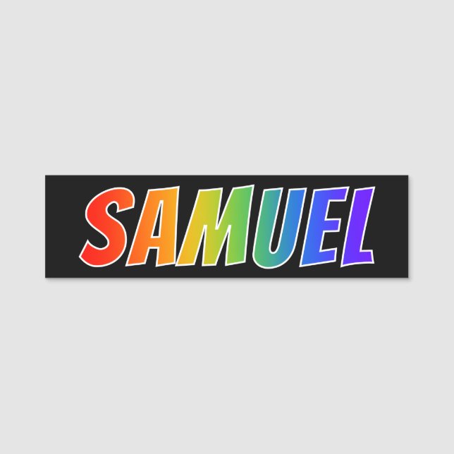 First Name "SAMUEL": Fun Rainbow Colouring Name Tag (Front)