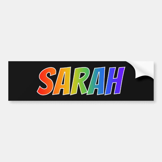 First Name "SARAH": Fun Rainbow Colouring Bumper Sticker (Front)