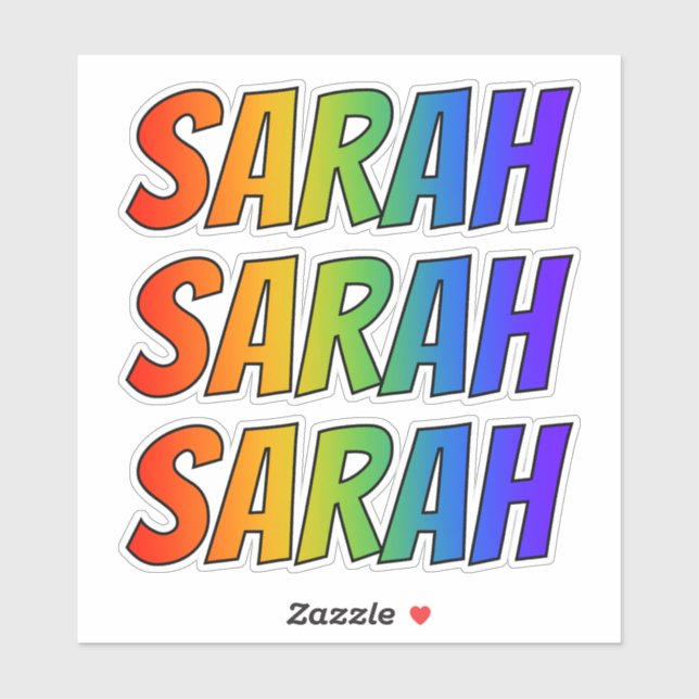 First Name "SARAH" w/ Fun Rainbow Colouring (Sheet)