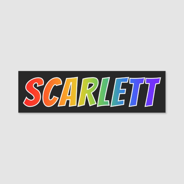 First Name "SCARLETT": Fun Rainbow Colouring Tag (Front)