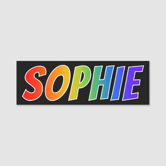 First Name "SOPHIE": Fun Rainbow Colouring Tag (Front)