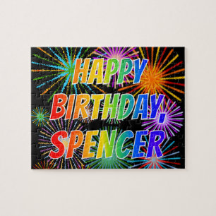 First Name "SPENCER", Fun "HAPPY BIRTHDAY" Jigsaw Puzzle