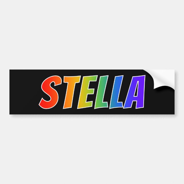 First Name "STELLA": Fun Rainbow Colouring Bumper Sticker (Front)
