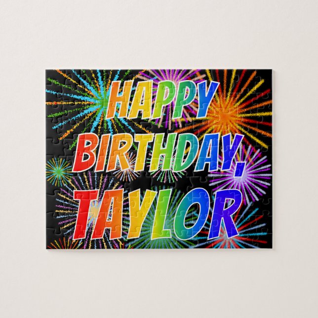 First Name "TAYLOR", Fun "HAPPY BIRTHDAY" Jigsaw Puzzle (Horizontal)