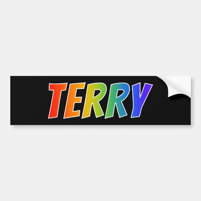 First Name "TERRY": Fun Rainbow Colouring Bumper Sticker (Front)